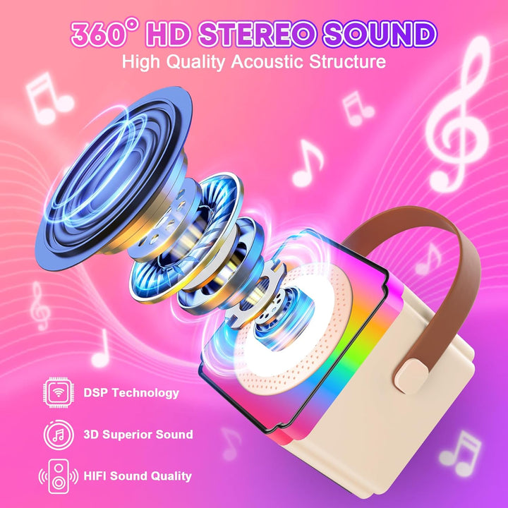 Karaoke Maschine mit 2 Mikrofonen, Geburtstag Geschenk für Kinder ab 3 Jahre, Karaoke Maschine Kinde