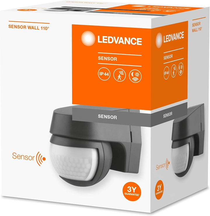 Ledvance Sensor für Wandmontage, 110 Grad Erfassungsradius, IP44 Schutzklasse, Dunkelgrau, SENSOR WA