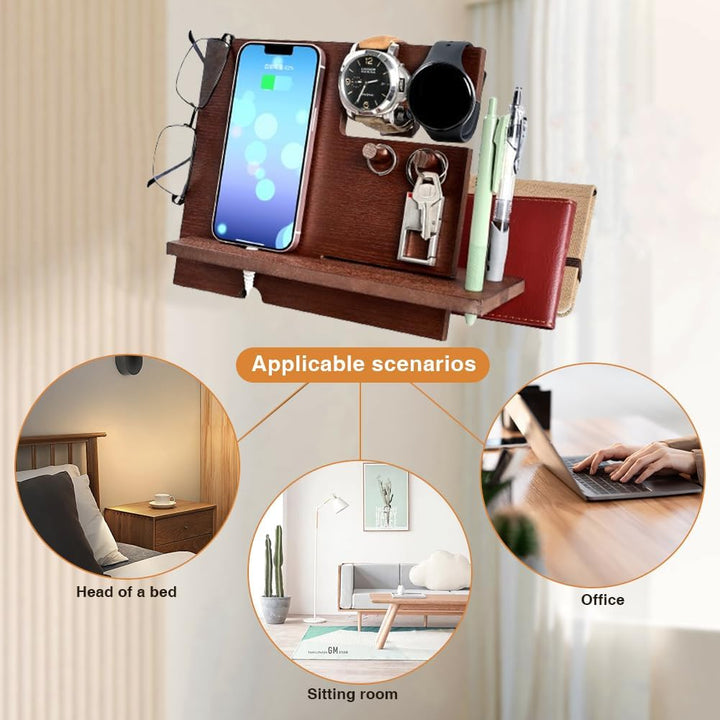 Weihnachten Geschenke für Männer Geburtstag Holz Telefon Dockingstation Schreibtisch Nachttisch Orga