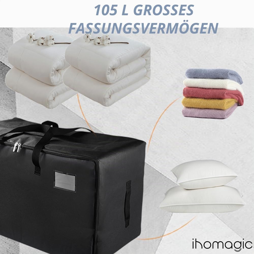 IHOMAGIC 2 Stück Grossen Unterbettkommode, 105L Faltbare Aufbewahrungstasche mit Griff, Unterbett Au
