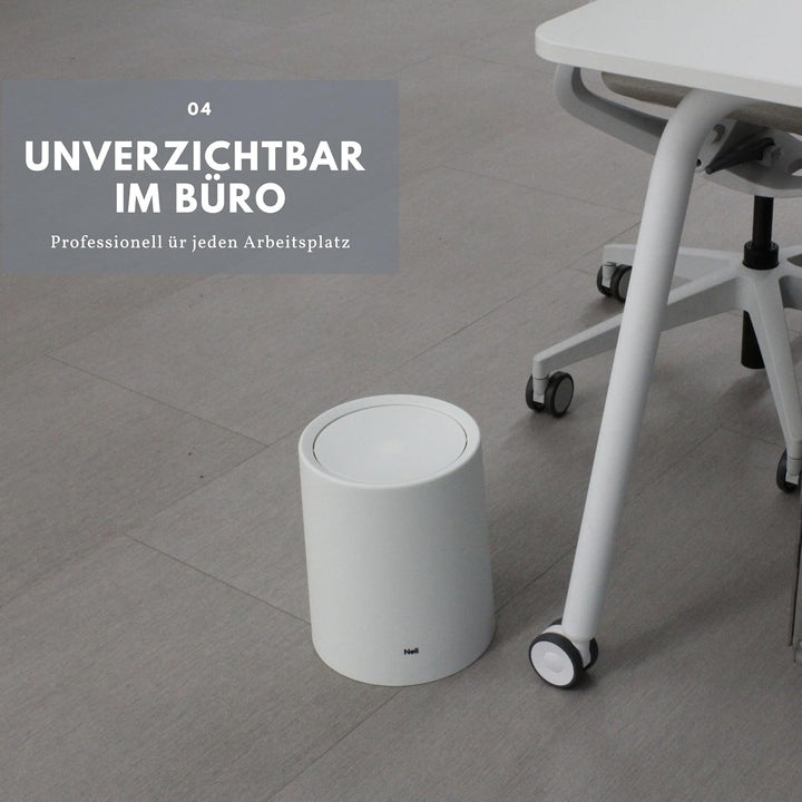Nell 8L Mülleimer Bad Weiss Matt mit Schwingdeckel – Perfekt als eleganter Kosmetikeimer, Ideal auch