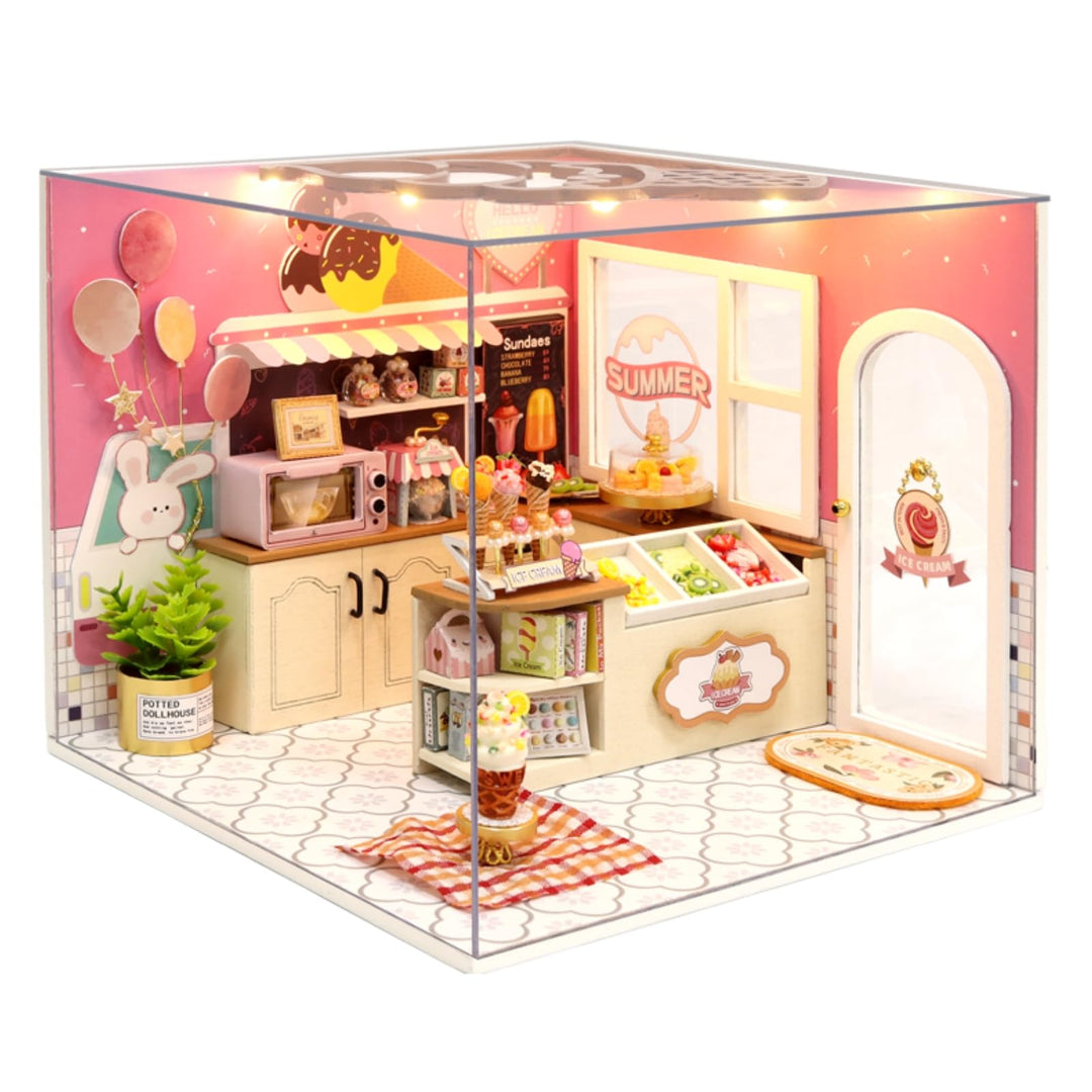 CUTEROOM DIY Holzpuppen Haus Handwerk Miniatur Kit-Schlafzimmer Modell &amp; alle Möbel (Happiness Ice C