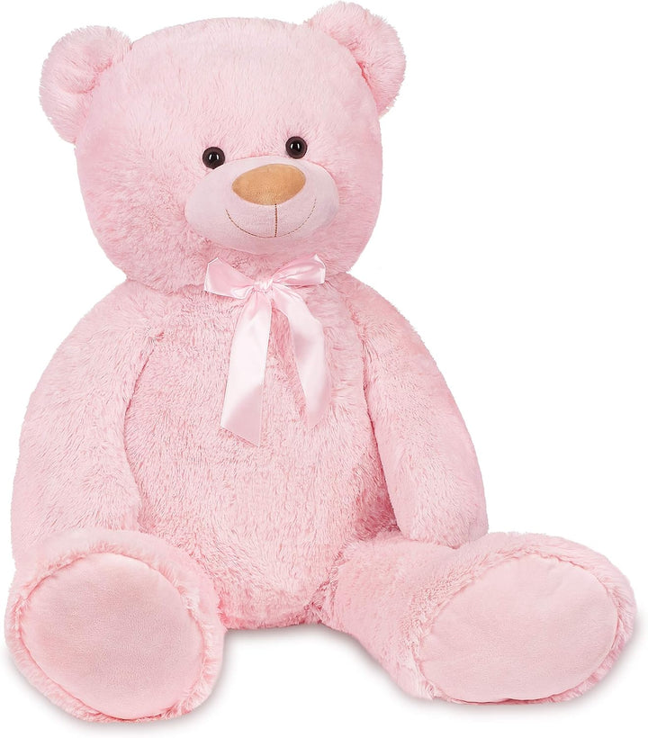 BRUBAKER XXL Teddybär 100 cm Rosa mit einem Je T'Aime Herz Stofftier Plüschtier Kuscheltier, Rosa