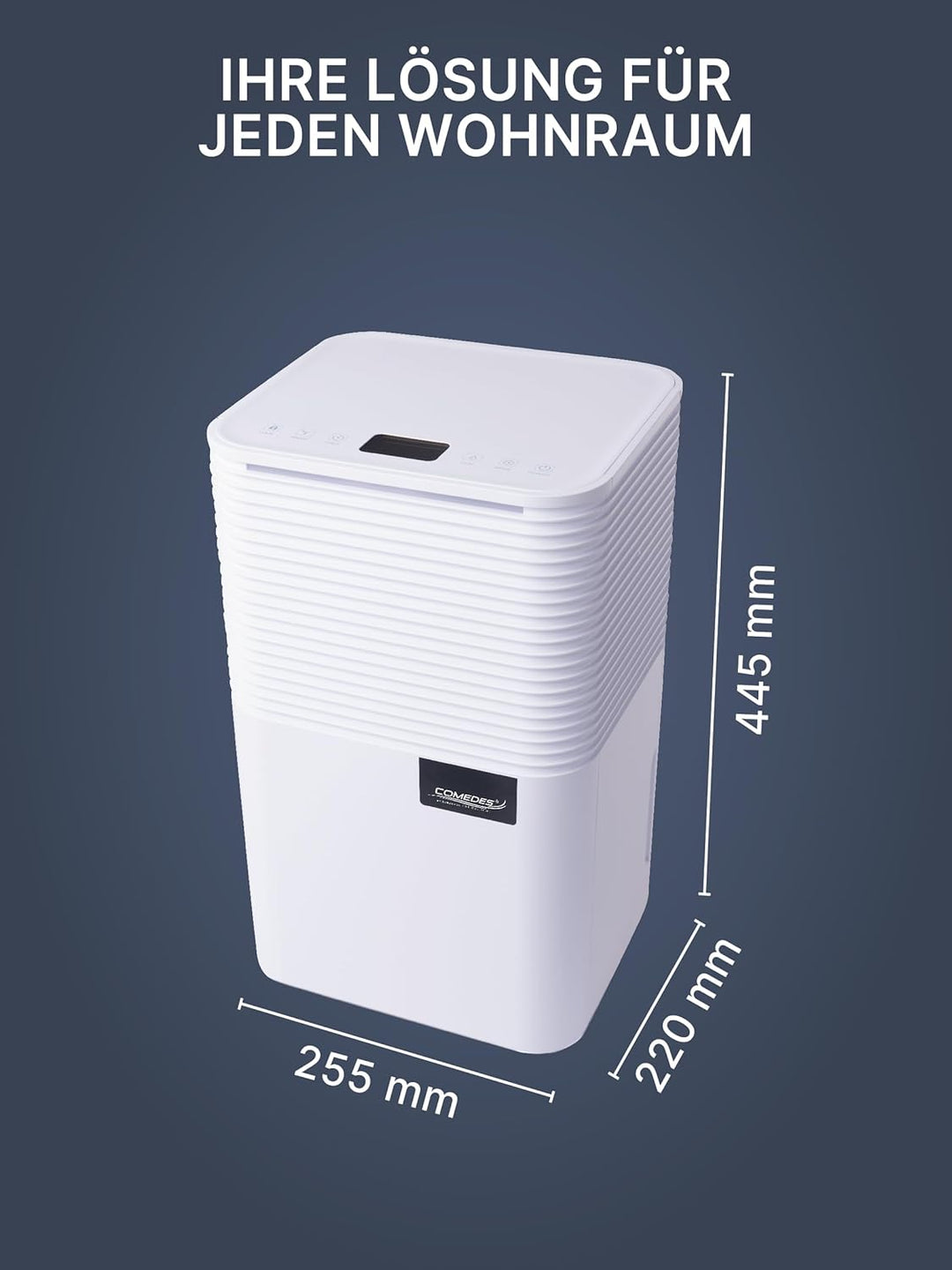 Comedes® Luftentfeuchter 12l / 24h - geräuscharmer Entfeuchter mit Rollen - leise & stromsparende Lu