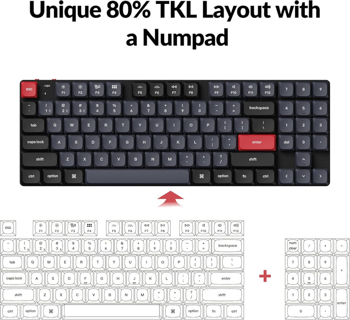 Keychron K13 Pro Ultraschlanke kabellose mechanische QMK/VIA-Tastatur, TKL-Layout mit Numpad, indivi