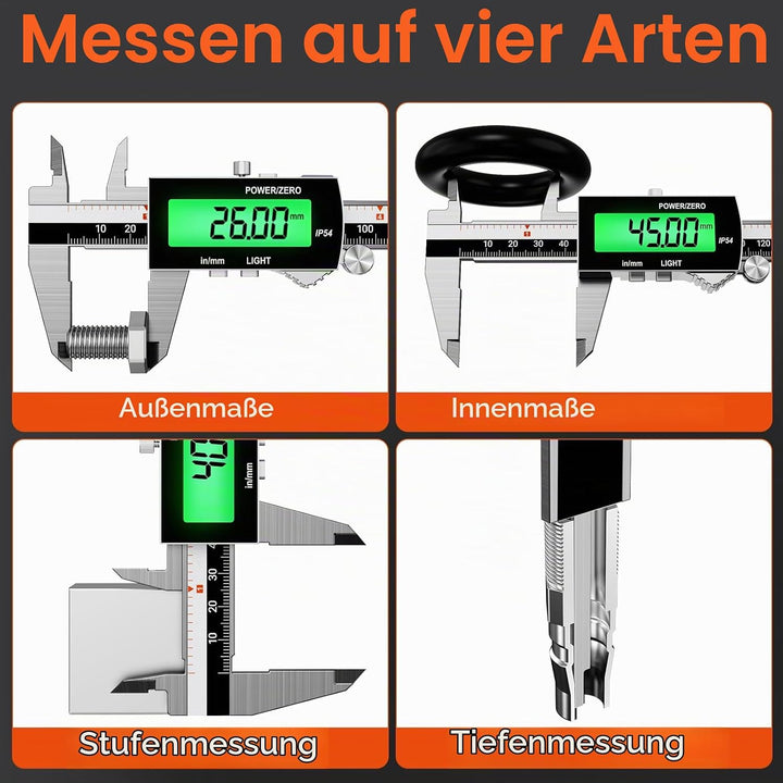 Digitaler Messschieber (wiederaufladbar), Preciva 150 mm Schieblehre Digital Edelstahl, elektronisch