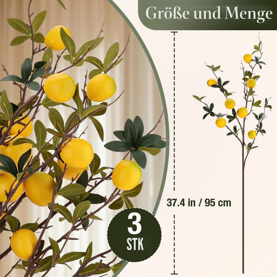 Gresorth Gelb Zitrone Lebensecht Dekoration Künstliche Gefälschte Kunststoff Zweigstelle Obst Blumen