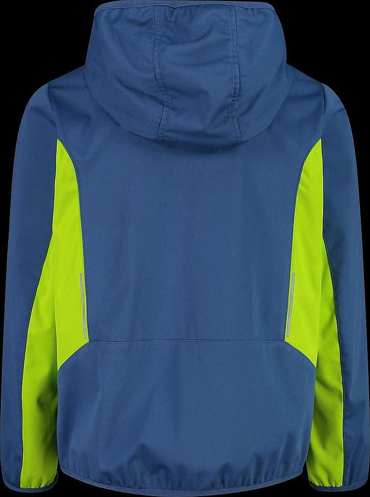 CMP Jungen Softshelljacke mit Fixed Hood Softshelljacke Kokon-Mantel, EU 116 Dusty Blue-limegreen