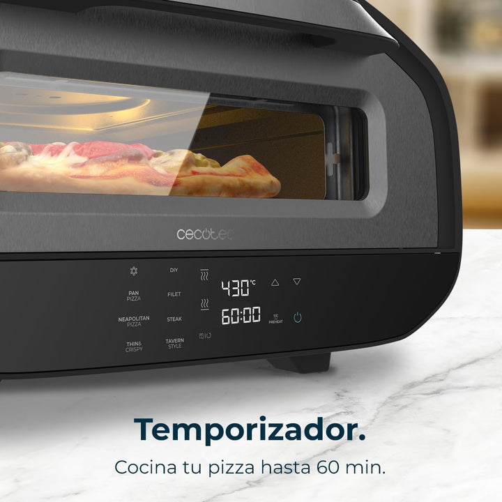 Cecotec Elektrischer Pizzaofen mit Sichtfenster Pizza&Co Tifosi. 1700W, 12 Liter Kapazität, digitale