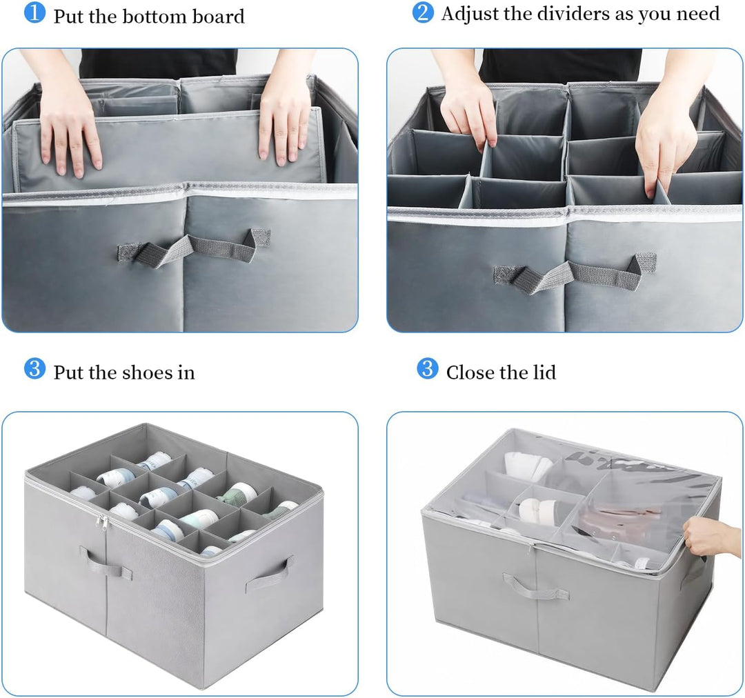 Aufbewahrungsbox für Schuhe, Schuh Aufbewahrungssysteme mit 12 Fächern, Schuhorganizer für Closet, m