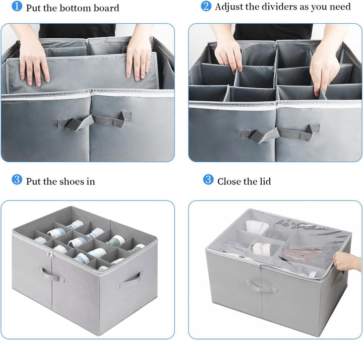 Aufbewahrungsbox für Schuhe, Schuh Aufbewahrungssysteme mit 12 Fächern, Schuhorganizer für Closet, m
