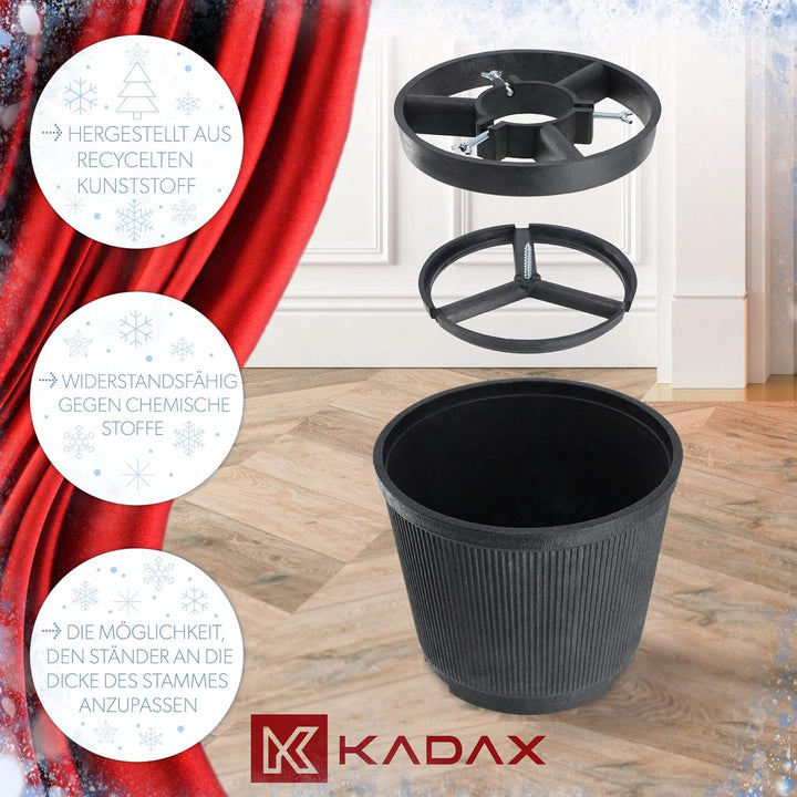 KADAX Weihnachtsbaumständer, Christbaumständer aus recycelten Kunststoff, Tannenbaumständer für eine