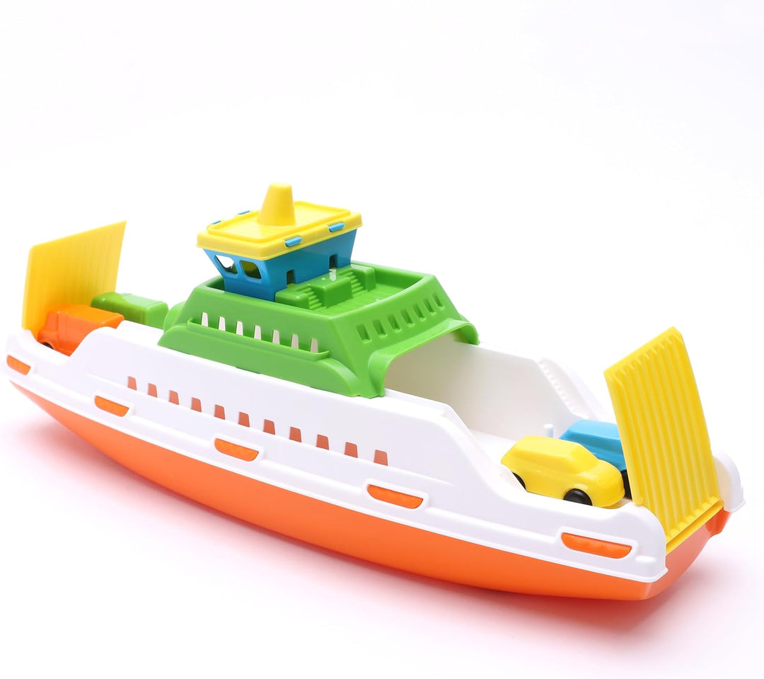 Toyland® 39cm (15 Zoll) Buntes Fährboot mit Beweglichen Rampen und 4 Mini-Autos – Schwimmendes Wasse