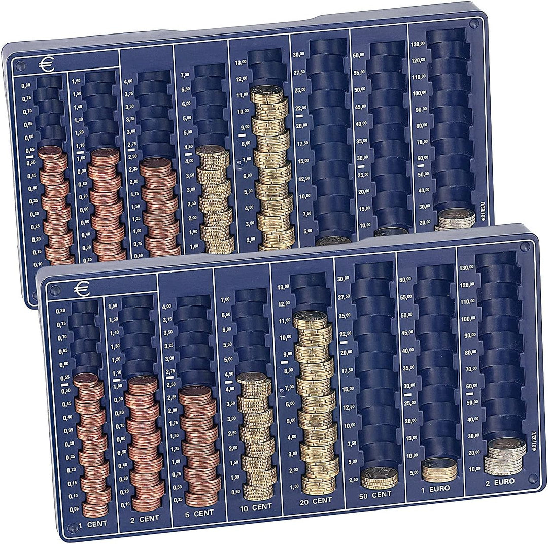 PEARL Münzsortierer Spardose: 8er-Set Euro-Münzbretter für alle Euro- und Cent-Münzen (Münzsortierer