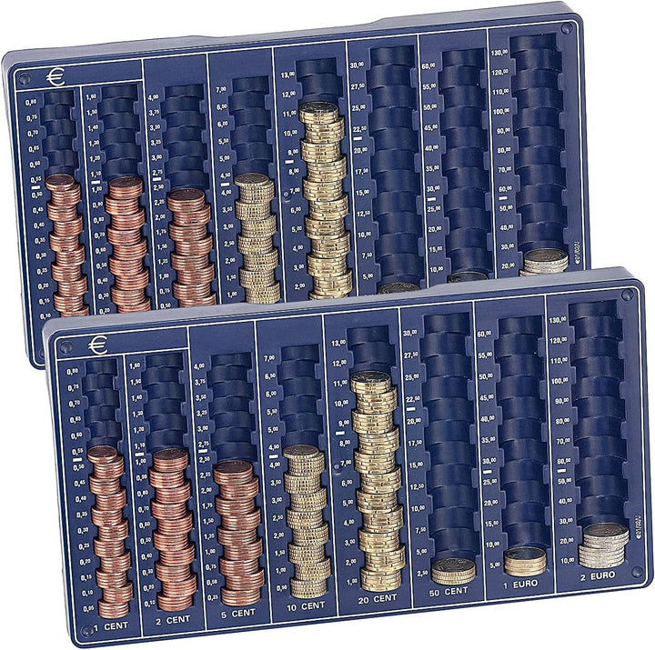 PEARL Münzsortierer Spardose: 8er-Set Euro-Münzbretter für alle Euro- und Cent-Münzen (Münzsortierer