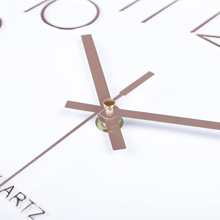 Lafocuse Weiss Modern Wanduhr Lautlos 30cm, 3D Ziffern Rosegold Ohne Tickgeräusche, Quartz Wanduhr A