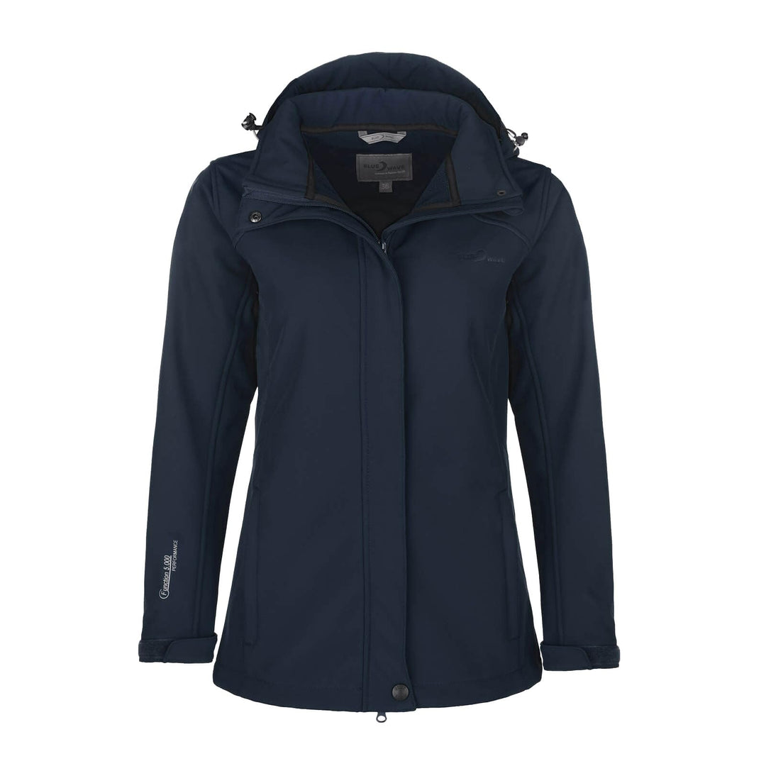 Blue Wave Damen Softshelljacke Bente mit Fleece-Innenfutter - Jacke mit abnehmbarer Kapuze 46 marine