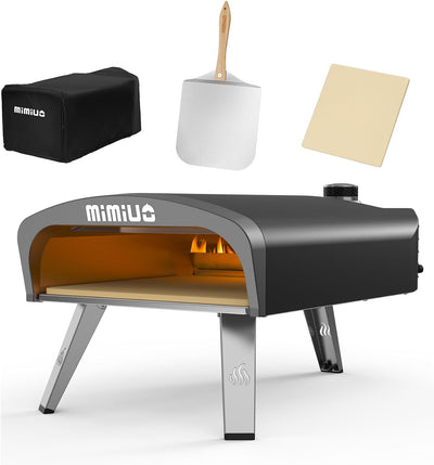Mimiuo Gas Pizzaofen mit Pizzastein und Pizzaschaufel, Pizza Ofen für Garten,Outdoor, Gas Pizza Oven