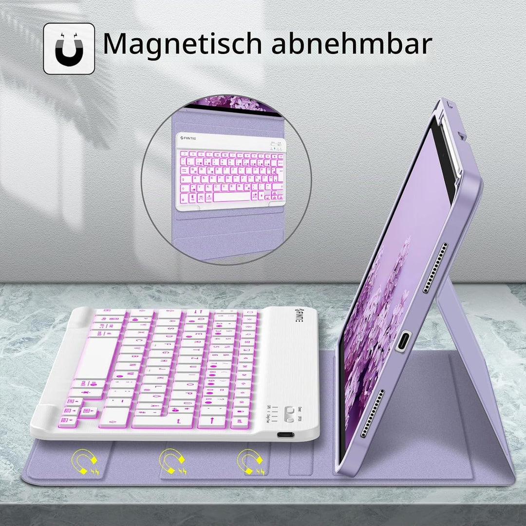Fintie Tastatur Hülle für iPad 10. Generation 2022 (10.9 Zoll), Keyboard Case mit 7-farbig Beleuchte