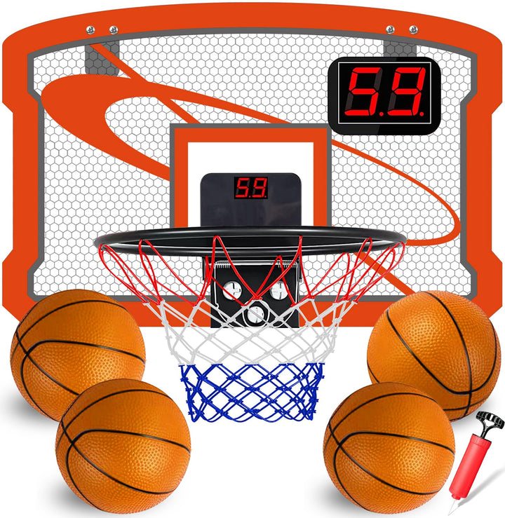 TEUVO Basketballkorb für Kinder und Erwachsene, Strong Indoor Mini Basketballkorb für Tür mit Pumpe,