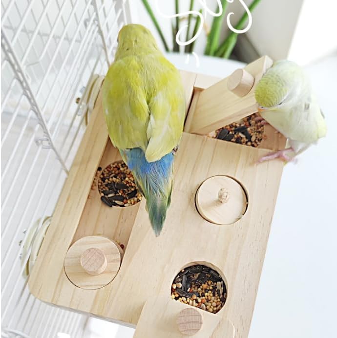 Holz Vogel Futter Puzzle Spielzeug für Papageien,Sittich, Nymphensittich,Sonne Conures-Vögel Interak