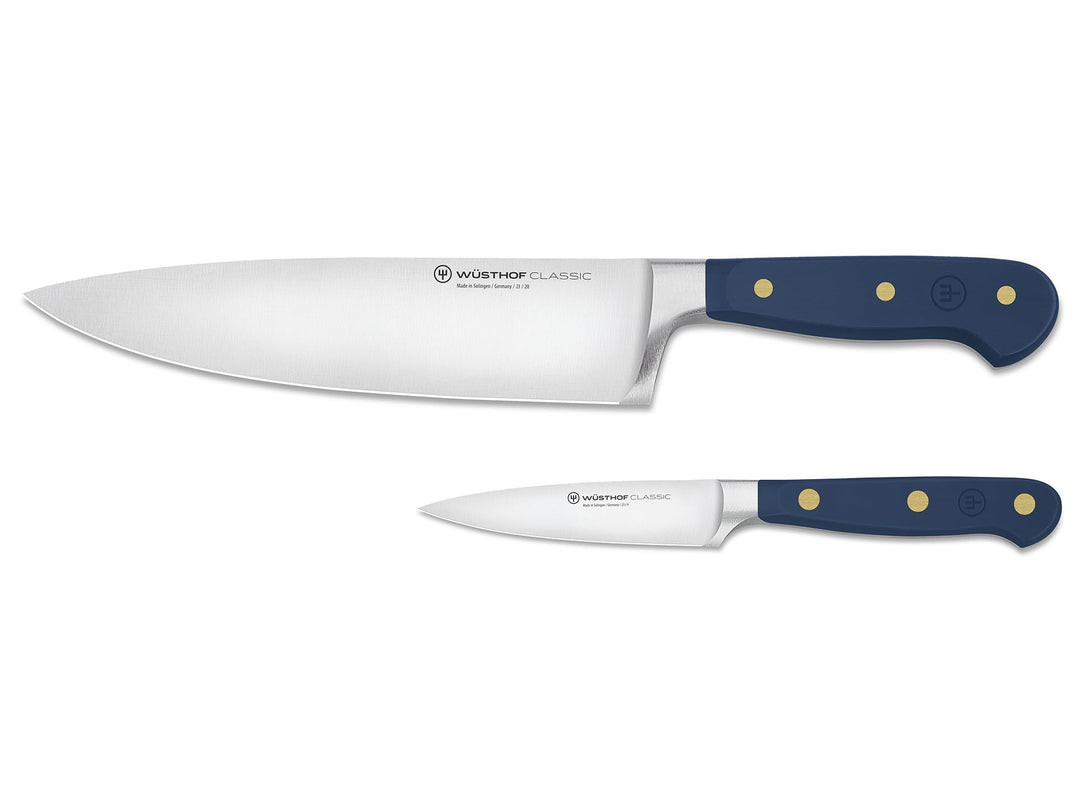WÜSTHOF Classic Messerset mit Kochmesser und Gemüsemesser, Wild Blueberry (Blau) 2-teilig Blau, 2-te