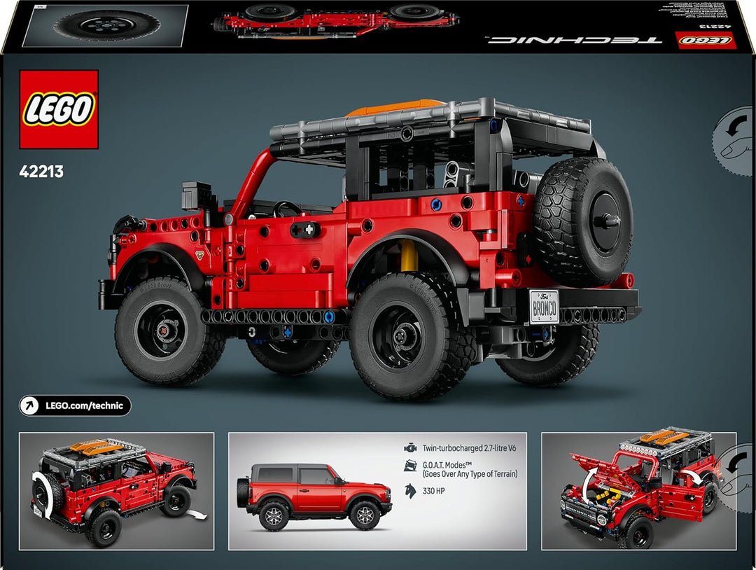 LEGO Technic Ford Bronco SUV Offroad-Fahrzeug – Modellauto mit aufklappbaren Türen, V6-Motor, Federu