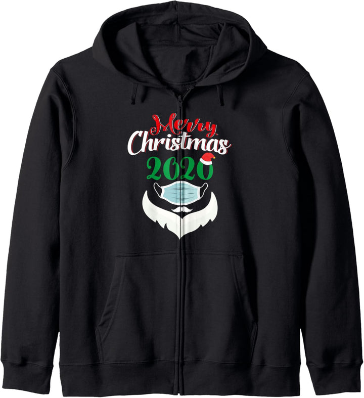 Merry Christmas 2020 Santa Beard Lustige Weihnachten Kapuzenjacke