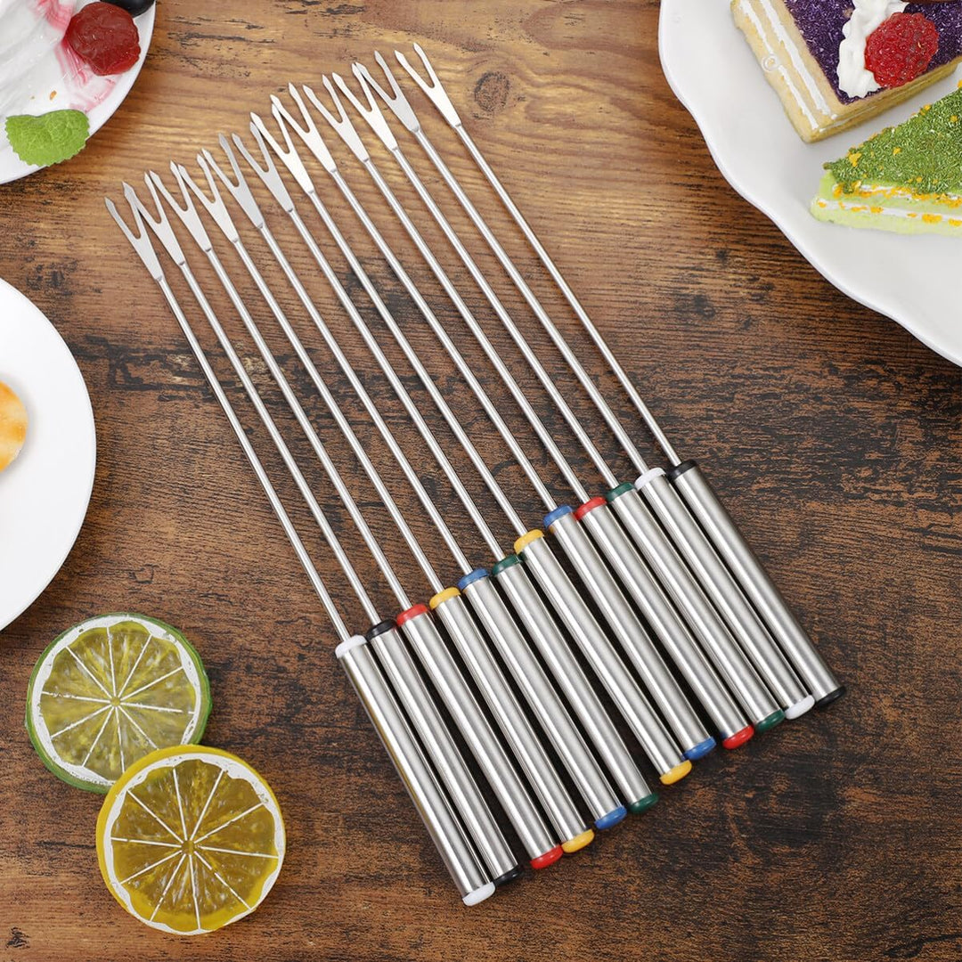 OUNONA 12 Stück 24 cm Fondue Gabeln aus rostfreiem Edelstahl mit Hitzebeständigem Griff für Schokola