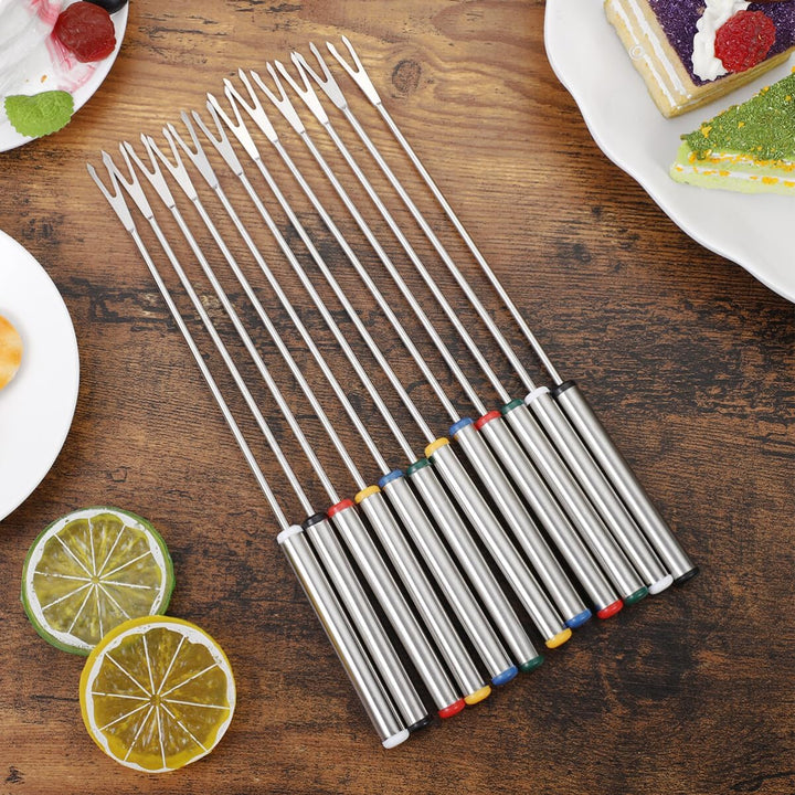 OUNONA 12 Stück 24 cm Fondue Gabeln aus rostfreiem Edelstahl mit Hitzebeständigem Griff für Schokola