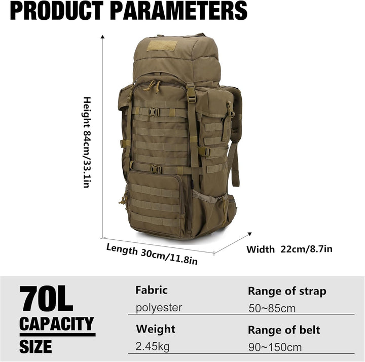 Mardingtop 70L Militär Rucksack Trekkingrucksack mit Regenschutz Wanderrucksack im Freien Grosse Kap