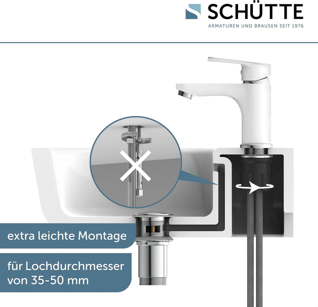 SCHÜTTE 34710 ALASKA Badarmatur mit Ablaufgarnitur, Waschtischarmatur, Einhebelmischer Mischbatterie