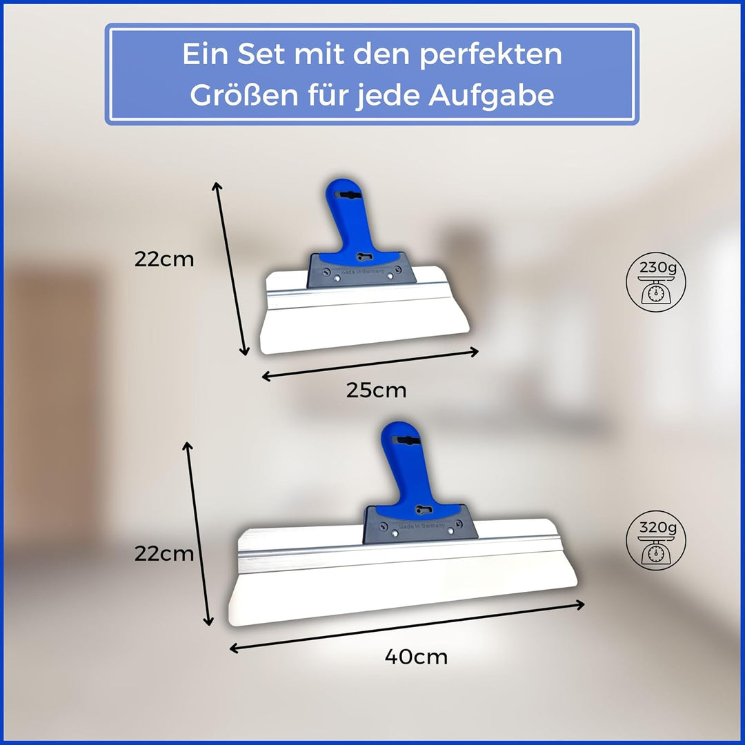 Flächenspachtel Set 400mm &amp; 250mm, trockenbau Spachtel werkzeug, Flächenglätter zum Spachten, Verput