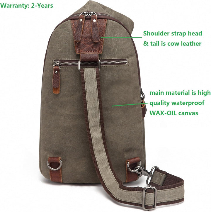 AOTIAN Sling Rucksack Wasserdicht Canvas Lässiger Tagesrucksack Damen Herren ein Schulter Tasche Cro