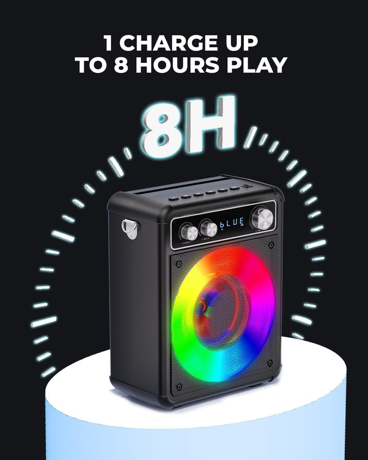 BONAOK Tragbare Karaoke-Maschine, Bluetooth-Karaoke-System mit 2 Mikrofonen, wiederaufladbare Party-