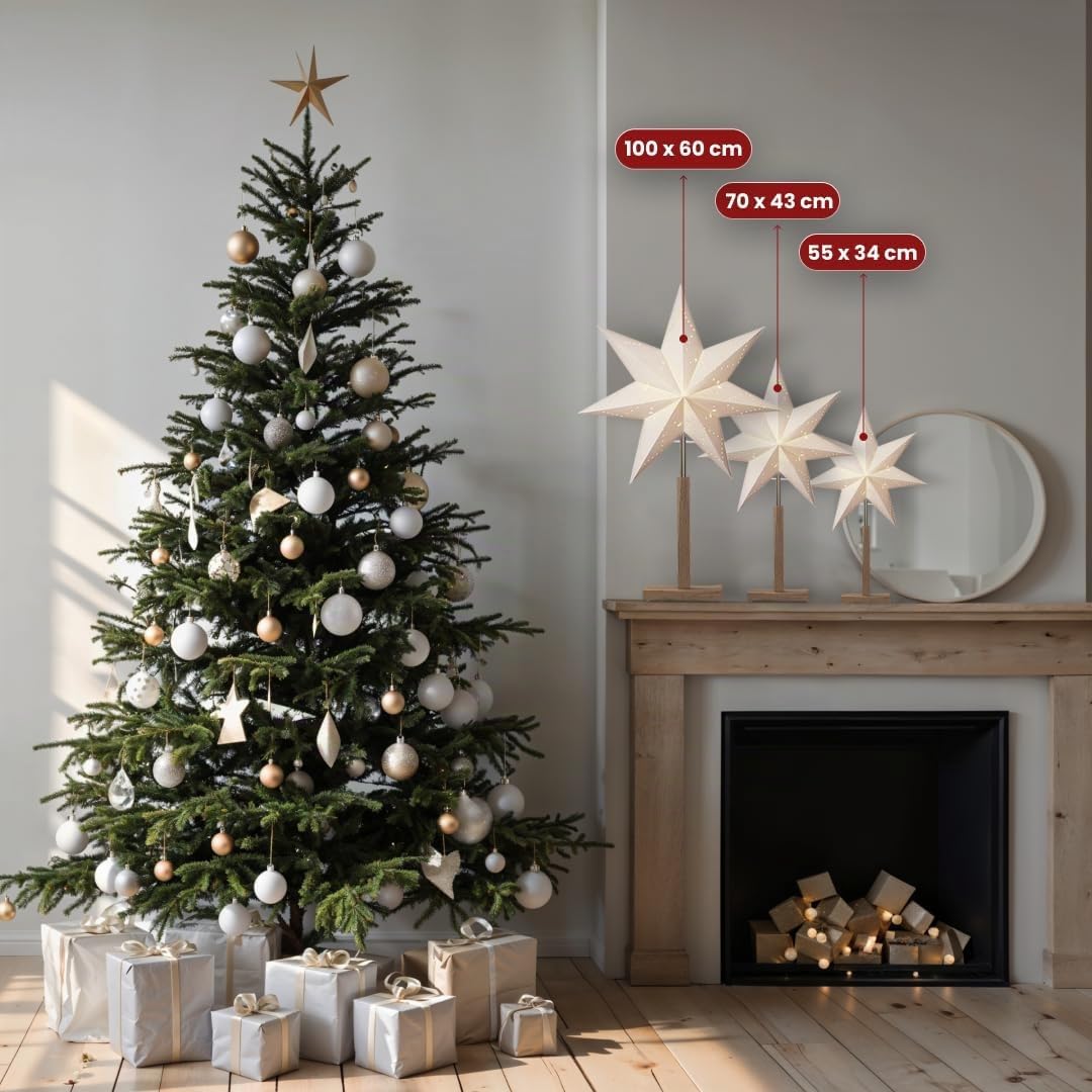 Fensterstern mit Beleuchtung | Weihnachtsdeko Fenster Beleuchtet| Weihnachtsdeko Innen | Papierstern