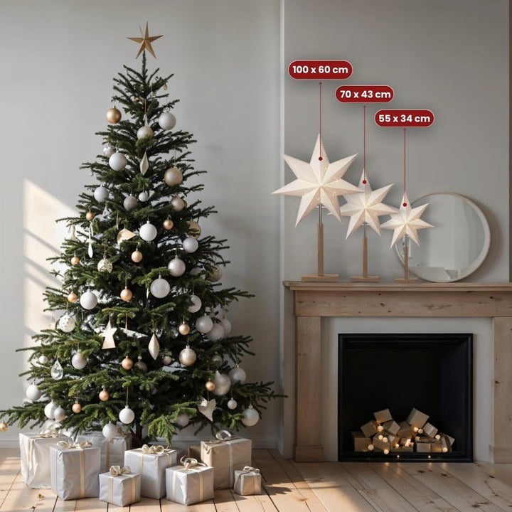 Fensterstern mit Beleuchtung | Weihnachtsdeko Fenster Beleuchtet| Weihnachtsdeko Innen | Papierstern