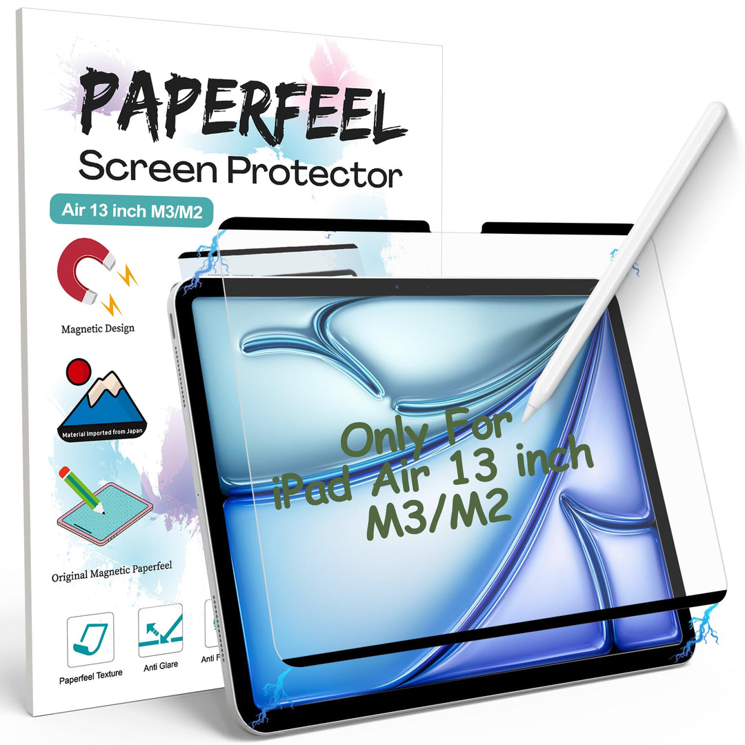PAPERFEEL Magnetischer Folie für iPad Air 13 2024 M2 Schutzfolie, Matt Papier Magnetisch Folie zum S