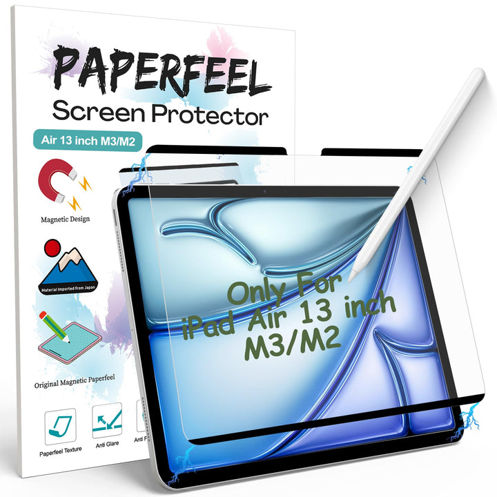 PAPERFEEL Magnetischer Folie für iPad Air 13 2024 M2 Schutzfolie, Matt Papier Magnetisch Folie zum S