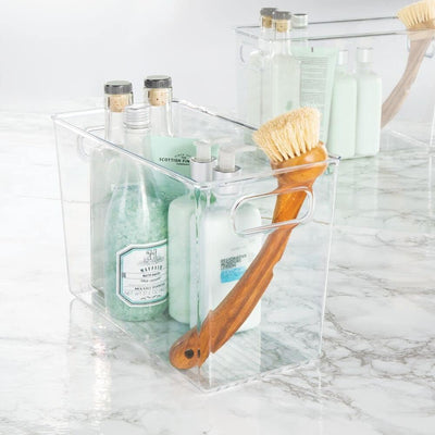 mDesign 4er-Set Badezimmer Organizer – Aufbewahrungsbox mit Griffen für Shampoo, Handtücher und ande