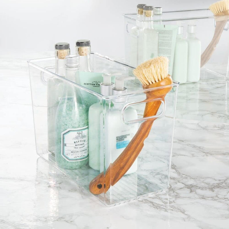 mDesign 4er-Set Badezimmer Organizer – Aufbewahrungsbox mit Griffen für Shampoo, Handtücher und ande