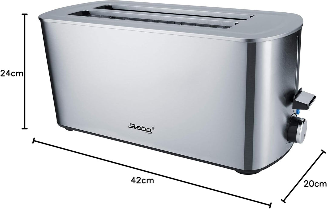 Steba Langschlitztoaster TO 21 Inox | Doppel-Langschlitztoaster | Anti-Fingerprint Edelstahlgeh?use