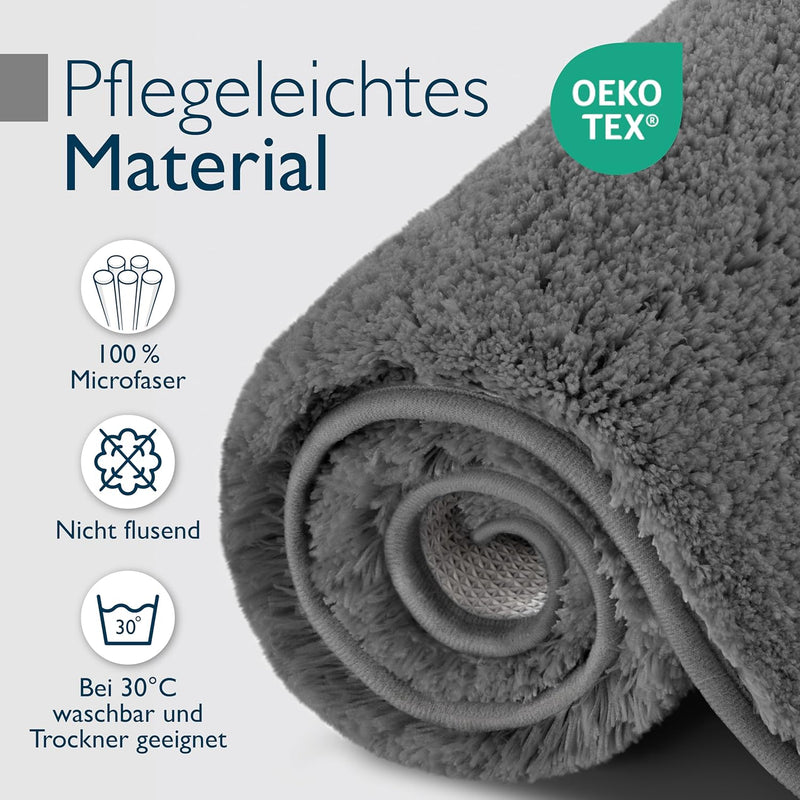 Beautissu Badematte rutschfest 100x60 cm – Duschvorleger Hochflor Badteppich rutschfest Waschbar Sha