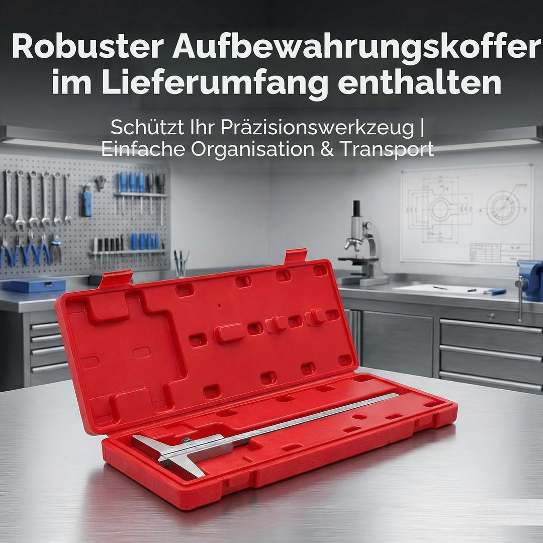 KATSU Tiefenmessschieber 0–200mm 0,02 mm Genauigkeit Metrisches Tiefenmess-Messschieber Messwerkzeug