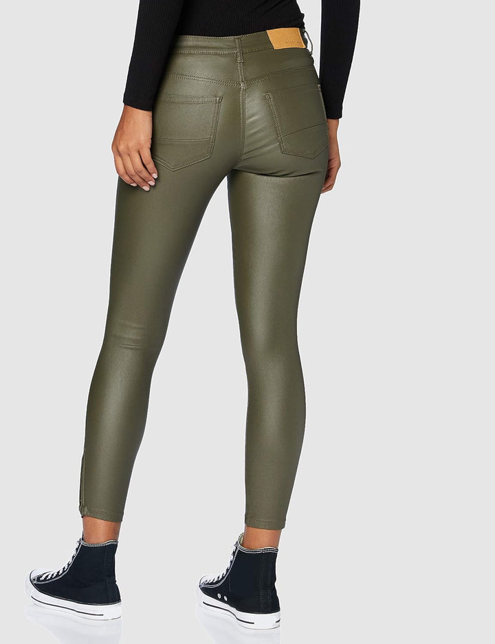 NOISY MAY Damen NMKIMMY NW Skinny Coated Pants S Hose, Kalamata, S/30