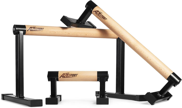 Premium Parallettes bis 1500 kg - Liegestützgriffe Holz und Metall - Rutschfeste Handstand Griffe/Di