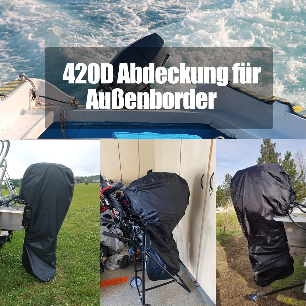 Aussenborder Abdeckung Bootsmotorabdeckung, 420D Aussenborder Schutzhülle mit UV-Beschichtung, Wasse