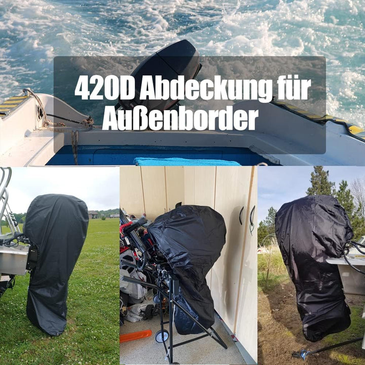 Aussenborder Abdeckung Bootsmotorabdeckung, 420D Aussenborder Schutzhülle mit UV-Beschichtung, Wasse