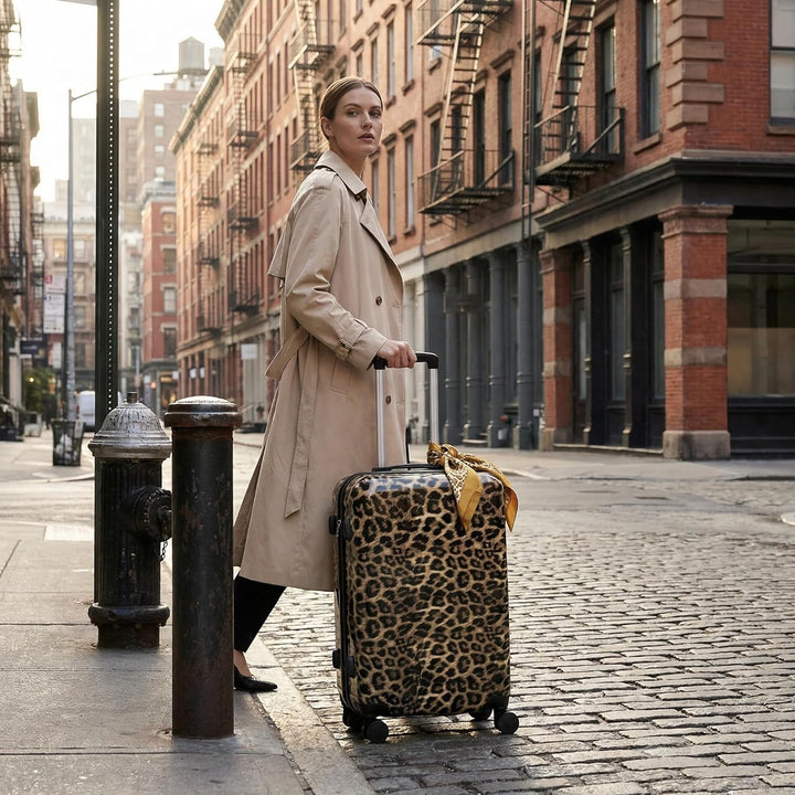 Leopard Print Pattern Luggage Set, 4 - Stück-Set mit Grössen von 14 Zoll, 20 Zoll, 24 Zoll und 28 Zo