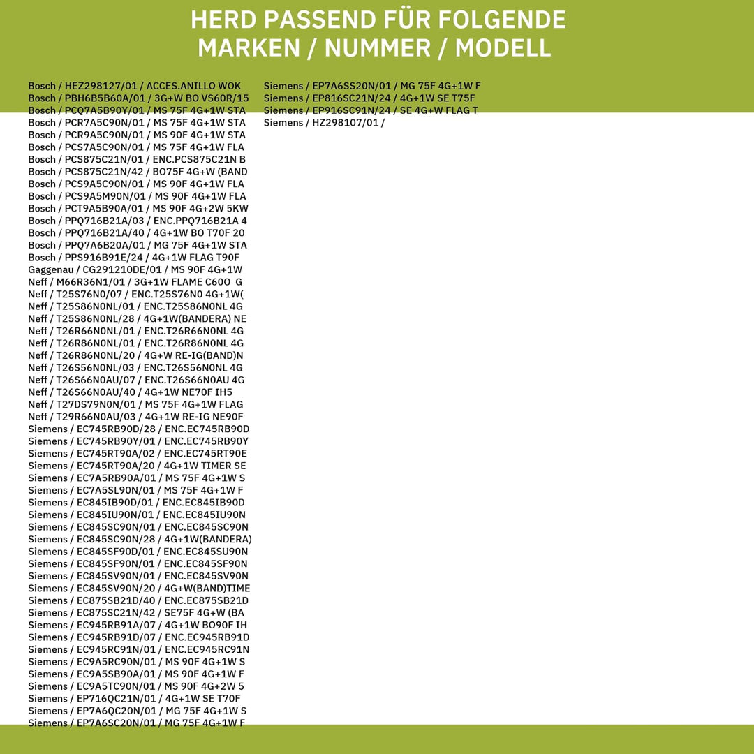 WokRing kompatibel mit SIEMENS 17003263 HEZ298127 für Gaskochfeld